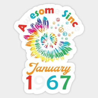 Funny Birthday Quote, Awesome Since January 1967, Retro Birthday Sticker